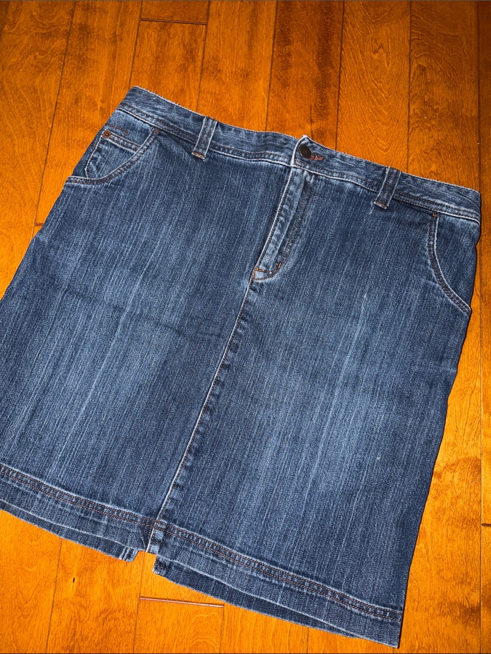 Eddie Bauer Dark Blue Denim Pencil Skirt Stretch